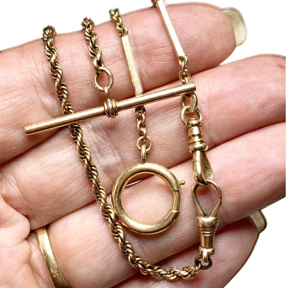 Antique 14k Gold Pocket Watch Chains, Dog Clips, 17” … Gem