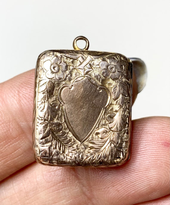 Victorian 9k Gold Locket, Engraved Pendant, As-Is