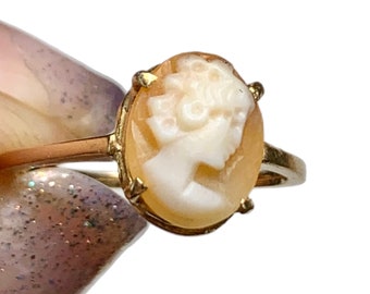 18k Gold Cameo Ring, Carved Sardonyx, Sz 6, Fine Jewelry