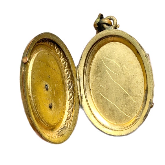 Victorian Gilt Bird Locket, Etruscan Jewelry - image 2