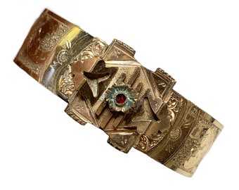 Rare Victorian Wedding Bracelet, Gold Fill with Garnet, WEW + Co