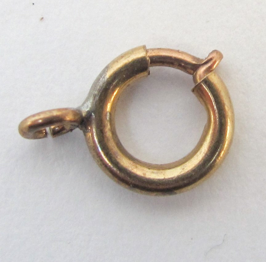 Antique spring ring clasp NOS deadstock bolt ring. Gold tone. Etsy