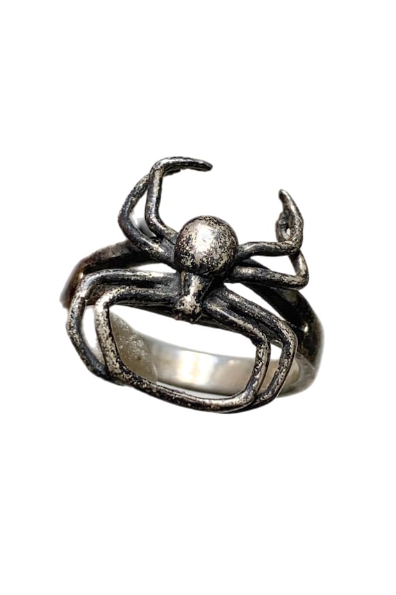 Vintage 1980s Sterling Silver Spider Ring, Sz 5 1/