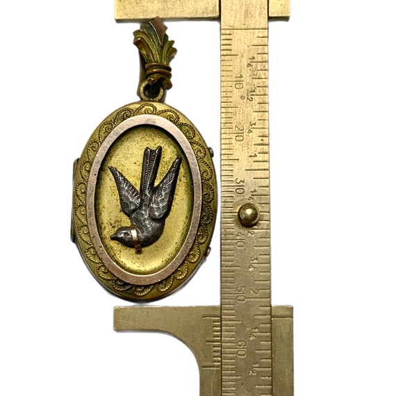 Victorian Gilt Bird Locket, Etruscan Jewelry - image 3