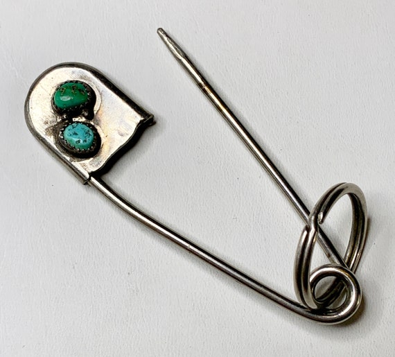Green Turquoise safety pin, keychain. Blanket, ja… - image 1