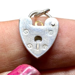 cadenas coeur anglais vintage, argent sterling, pendentif à breloque