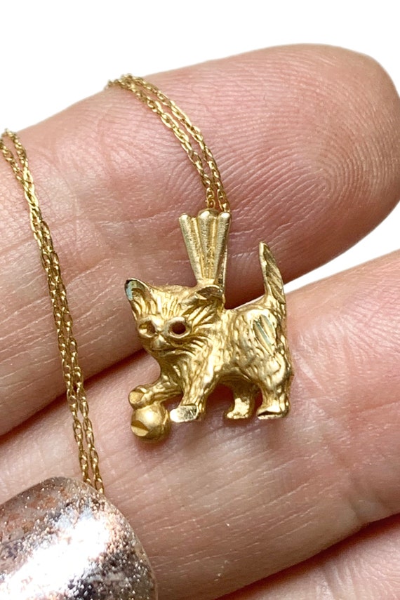 Vintage 14k Gold Kitty Cat Pendant, with 10k Gold 