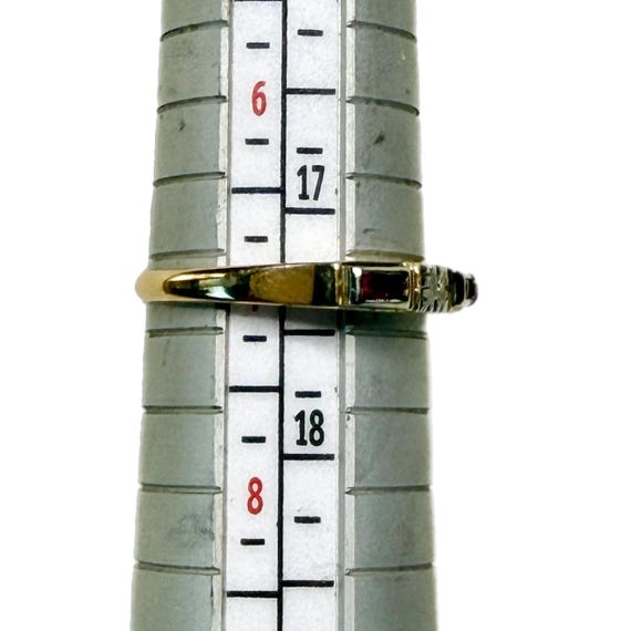 Art Deco 14K Gold + Ruby Ring, Stackable, Size 7 - image 3