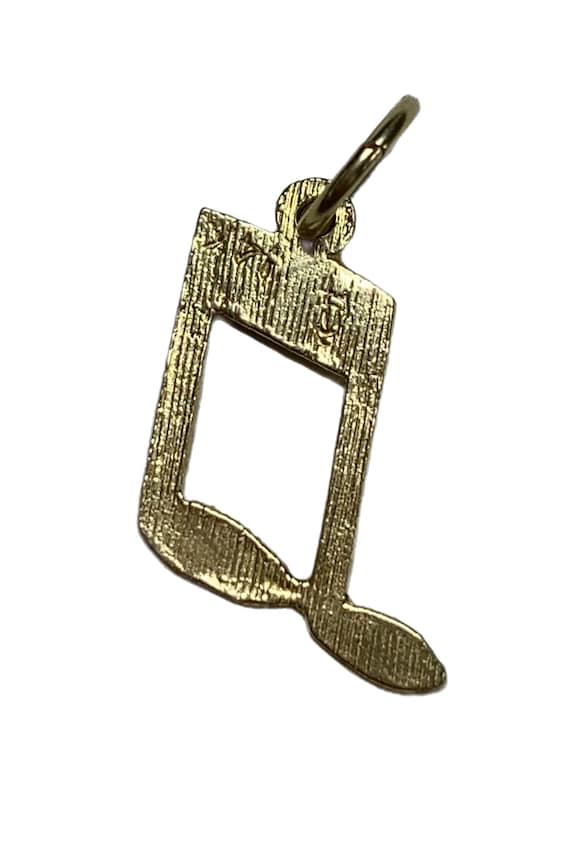 Vintage 14k Gold Musical Note Pendant, Diamond Cu… - image 3