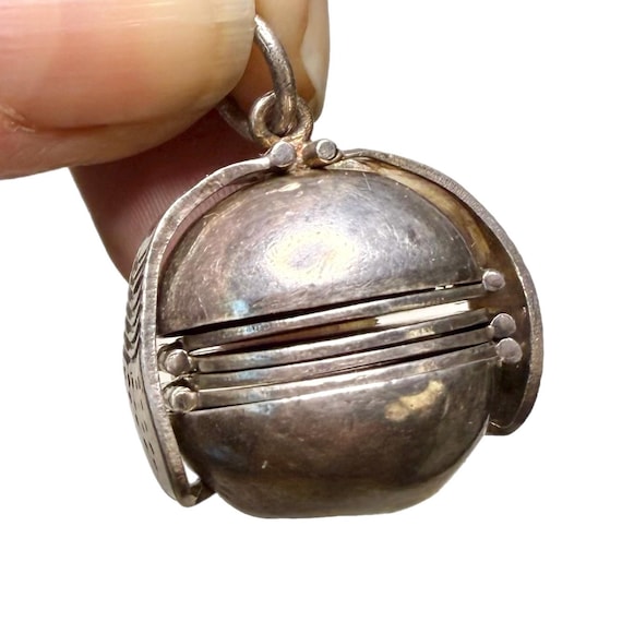 Vintage Sterling Orb Locket Pendant, for Multiple Photographs