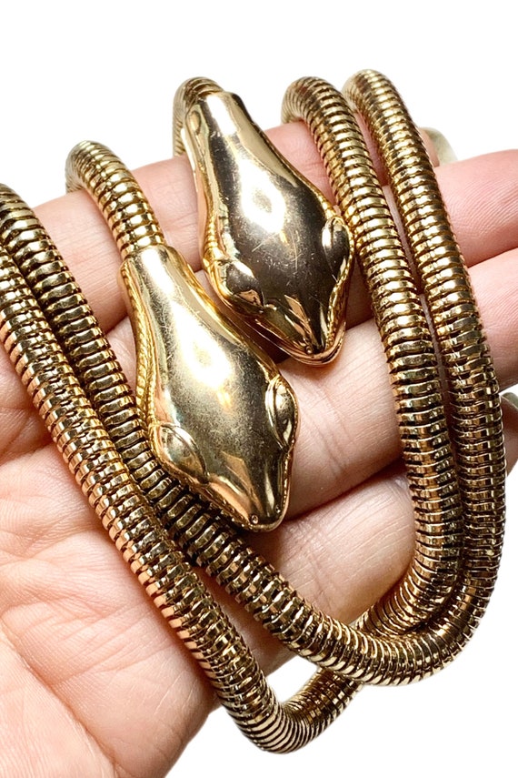 Vintage Double Snake Lariat Necklace or Belt, 60”