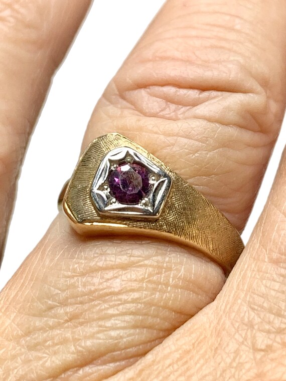 Antique 14K Gold Horseshoe Nail Ring, with Ruby, sz 7… Gem