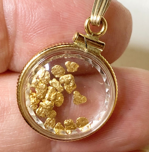 24k Gold Nugget Pendant Double Sided 