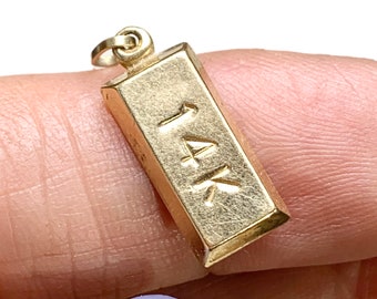 Vintage 14k Gold Bullion Bar, Pendant, Charm, Hollow