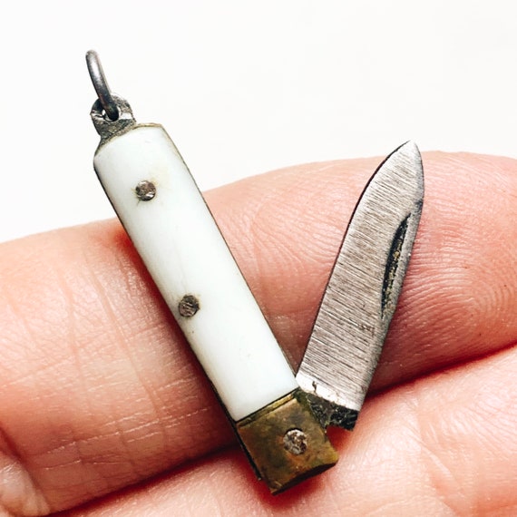 Art Deco Miniature Pocket Knife, Pendant Fob - image 1