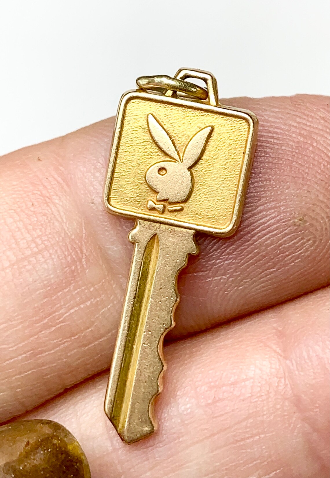 Solid 14k gold Playboy Key Charm. Original Playmate jewelry. Etsy