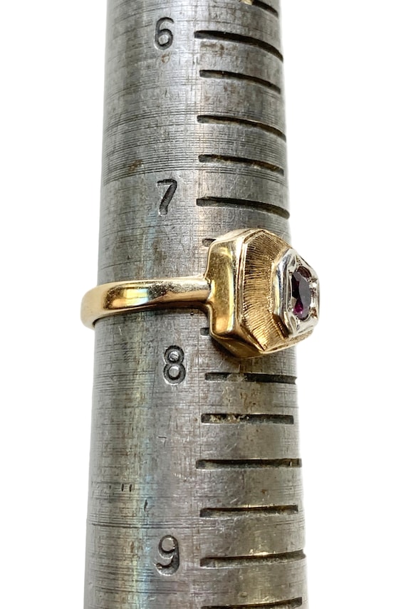 Antique 14K Gold Horseshoe Nail Ring, with Ruby, sz 7… Gem