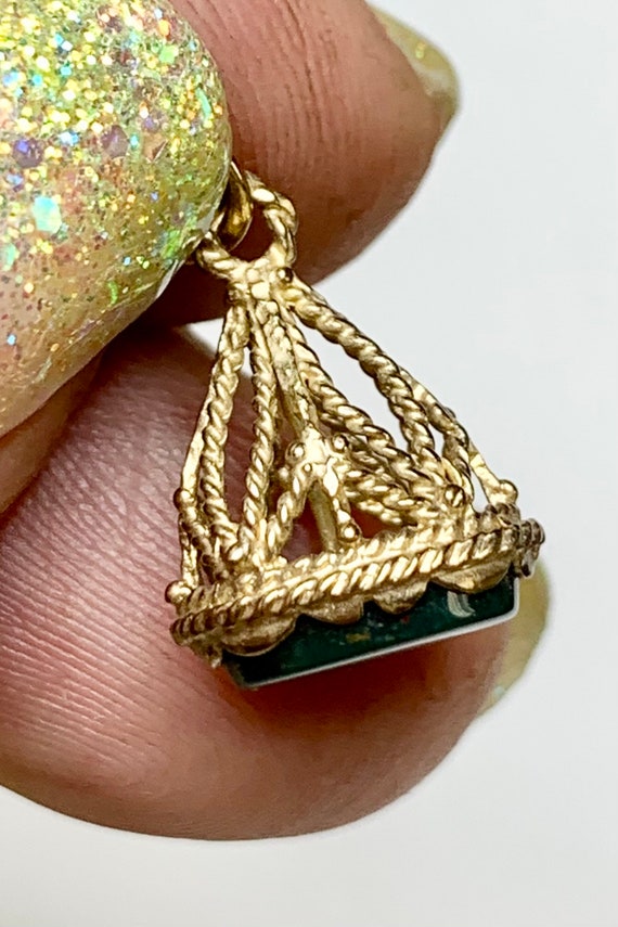 Victorian 9k Gold Fob, with Bloodstone, Openwork … - image 3