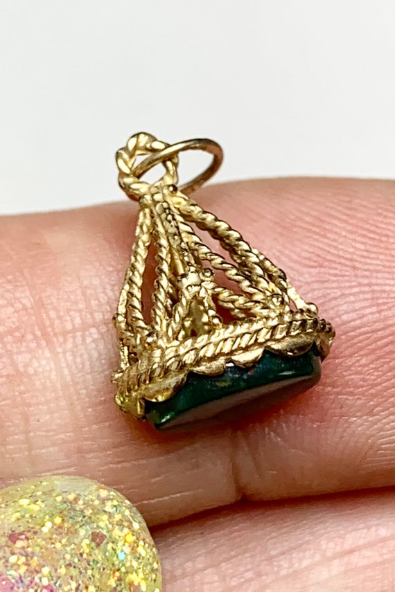 Victorian 9k Gold Fob, with Bloodstone, Openwork … - image 5