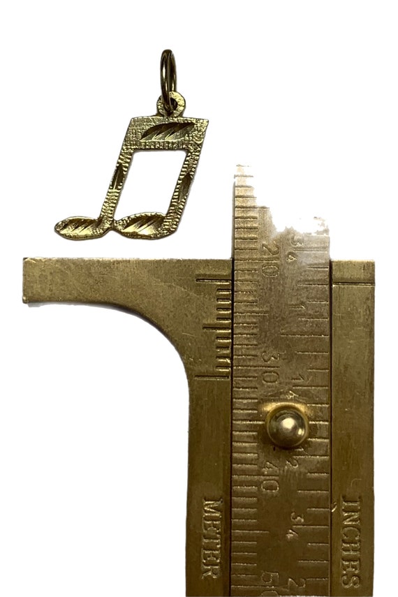 Vintage 14k Gold Musical Note Pendant, Diamond Cu… - image 2