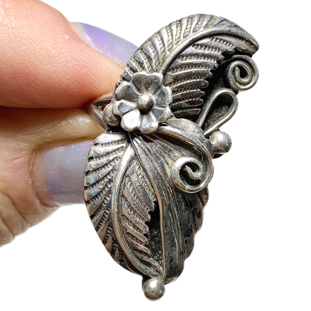 Old Pawn Squash Blossom Ring, Sterling Silver, Signed LT, Sz 6 Etsy