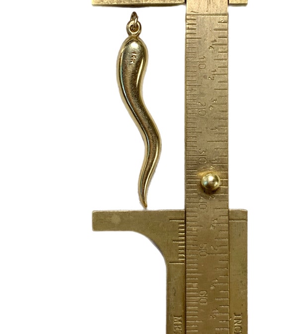 14k Gold Italian Horn Pendant Charm, Amulet, Fine… - image 2