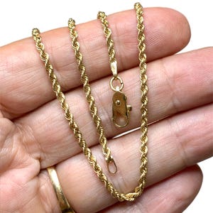 Vintage 10k Gold Twisted Rope Chain, 19” Necklace, 2.7 Grams