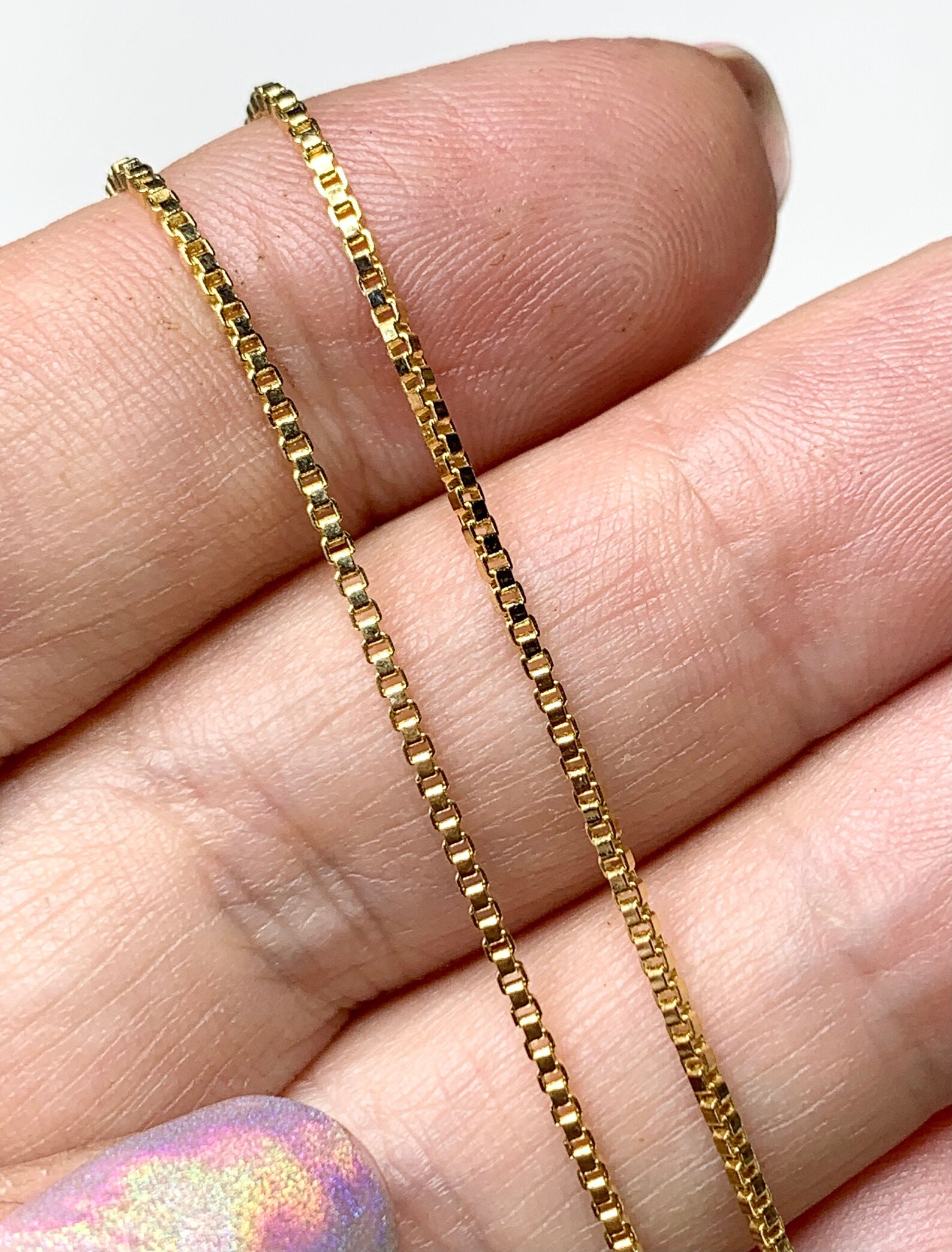 14k Gold Box chain Necklace. Vintage fine jewelry. 20 4.2 Etsy