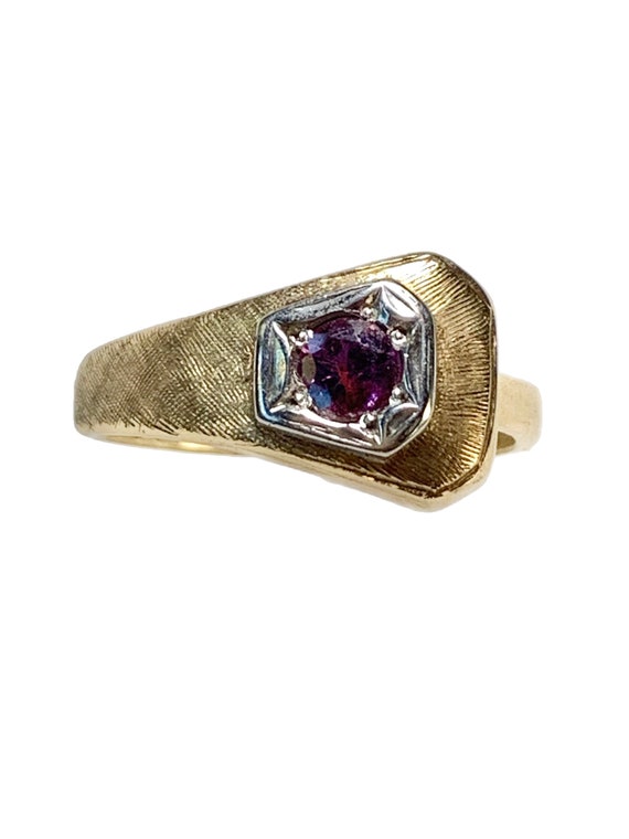 Antique 14K Gold Horseshoe Nail Ring, with Ruby, sz 7… Gem