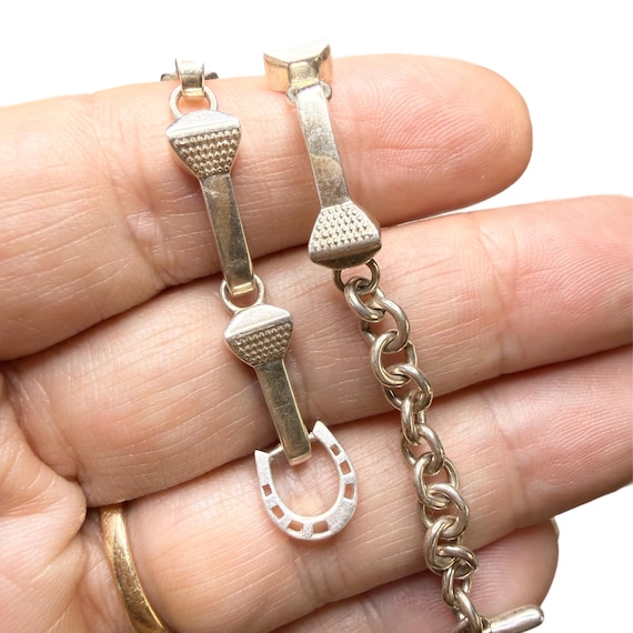 Vintage Sterling Silver Horseshoe Nail Equestrian Bracelet