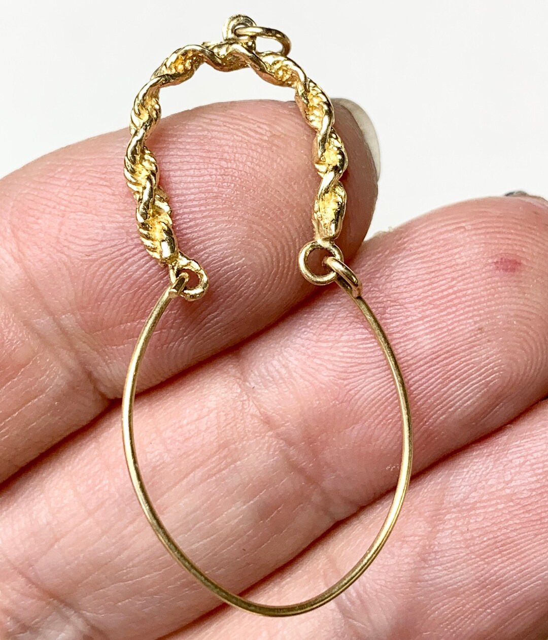 14k Gold Charm Holder Pendant Twisted Rope. 1980s 1990s Etsy