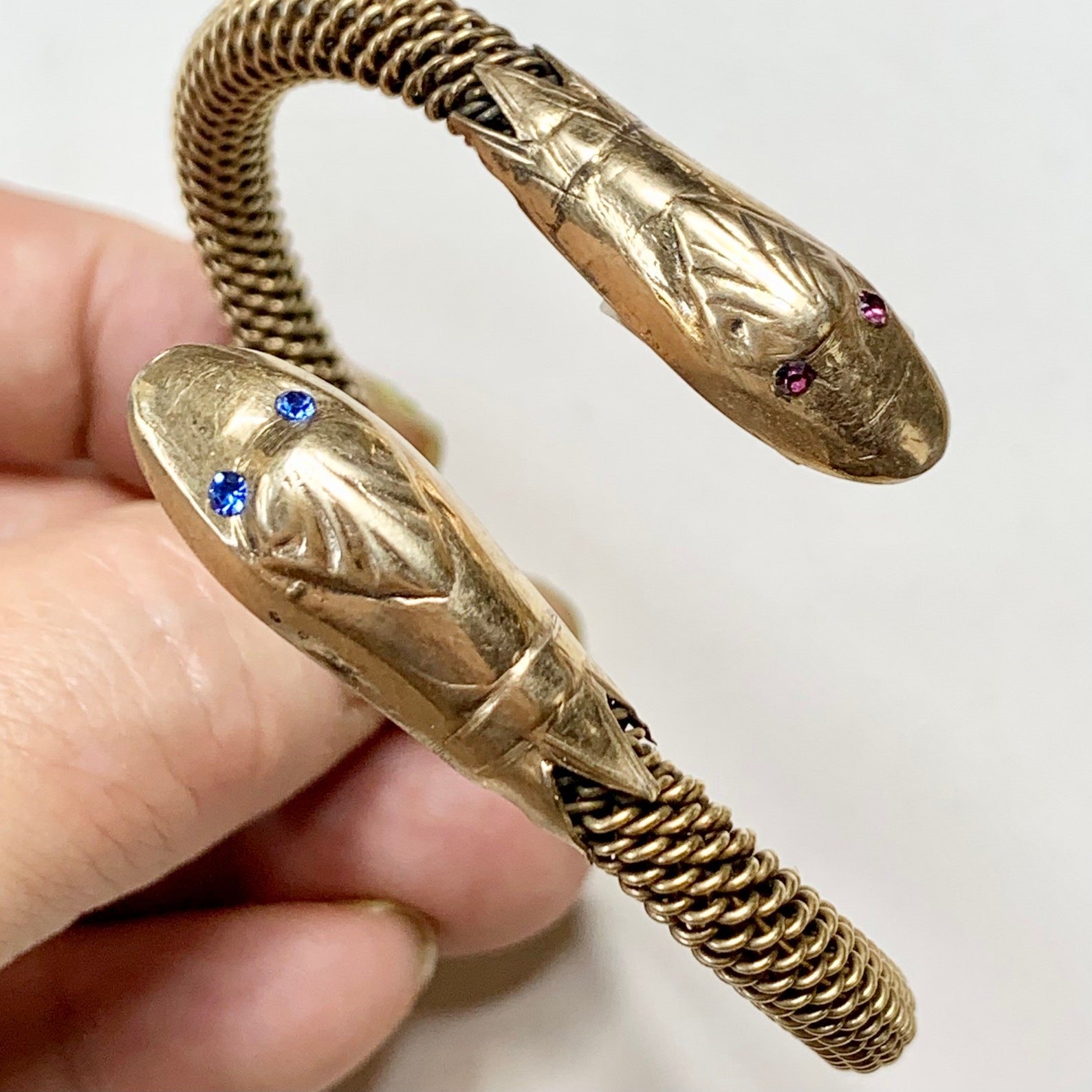 Gilt Snake Bracelet Woven Armband Double Serpent Etsy