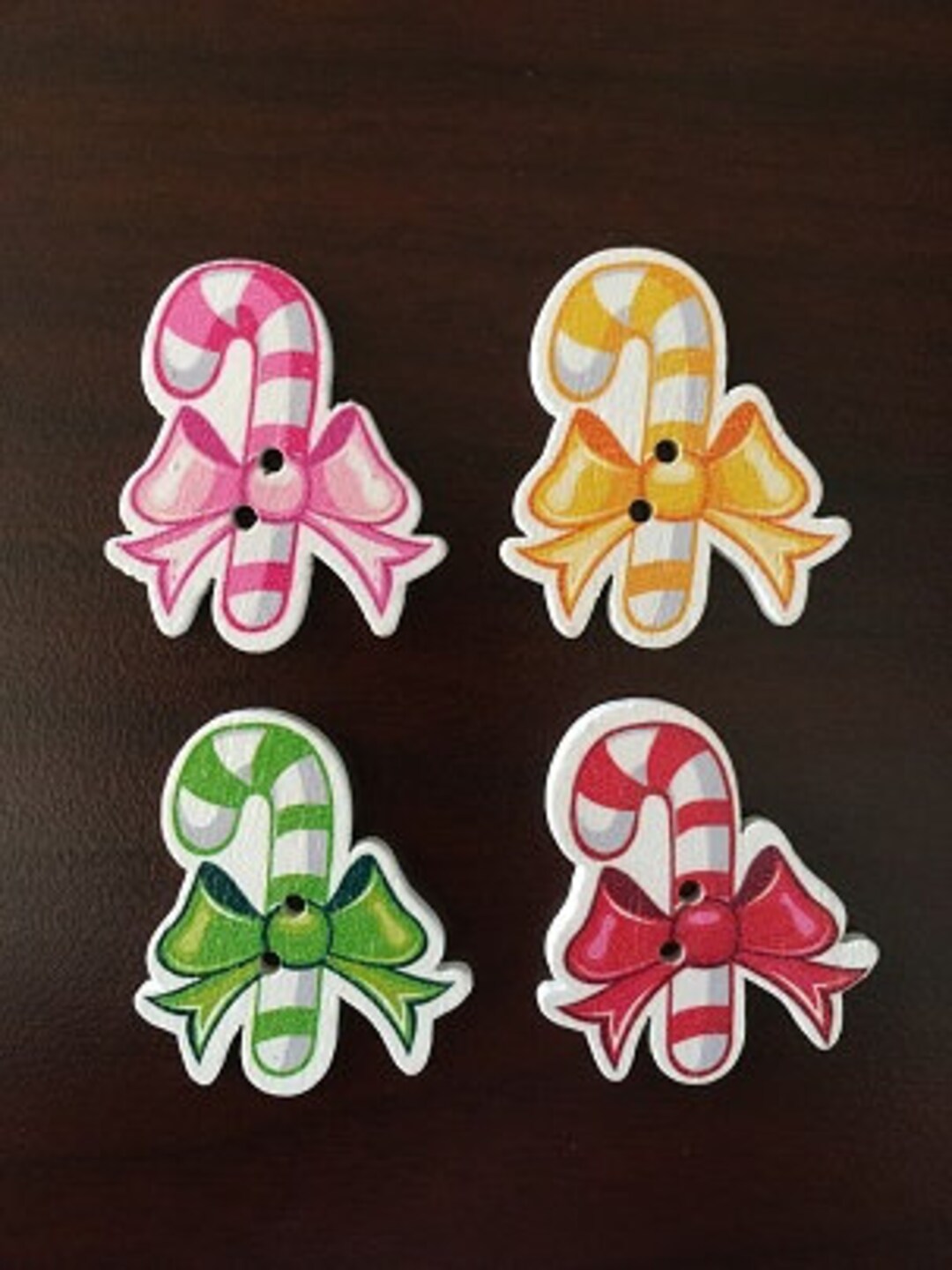 Pkg of 26 Wooden Candy Cane Buttons Sewing Wood Scrapbooking Etsy