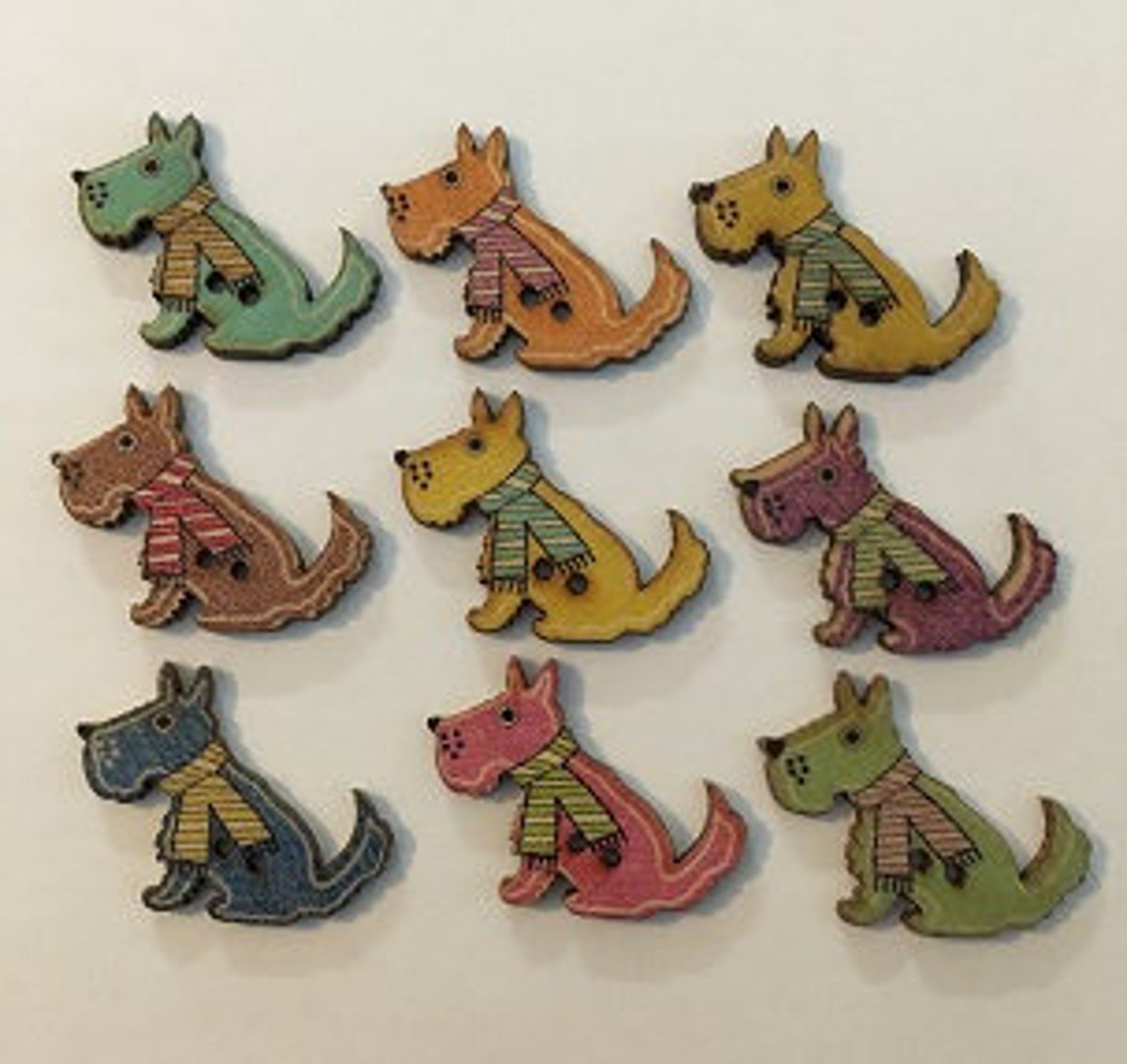 Pkg of 15 Wooden Dog Buttons Wood Puppy Button Embellishment Etsy