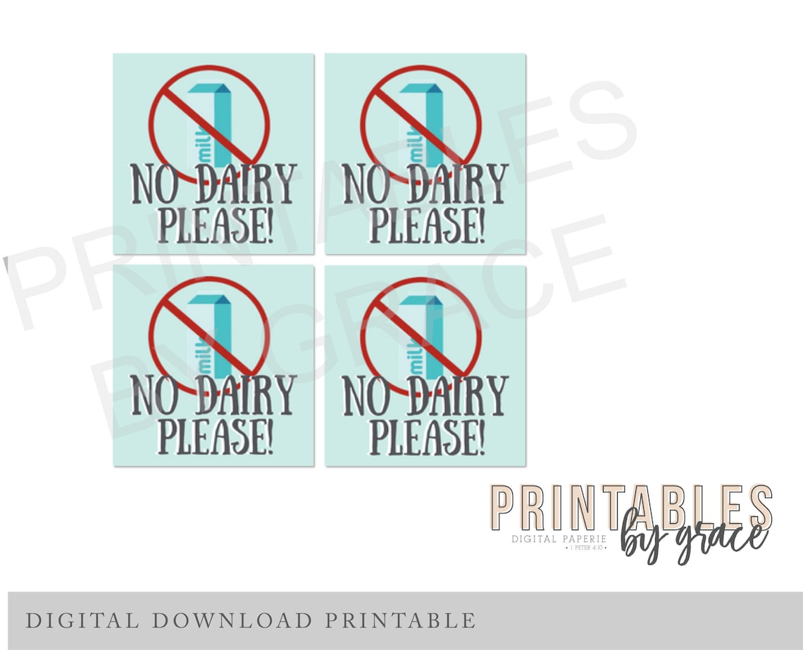 NO DAIRY PLEASE dairy Free Stickers Labels Printable Download | Etsy