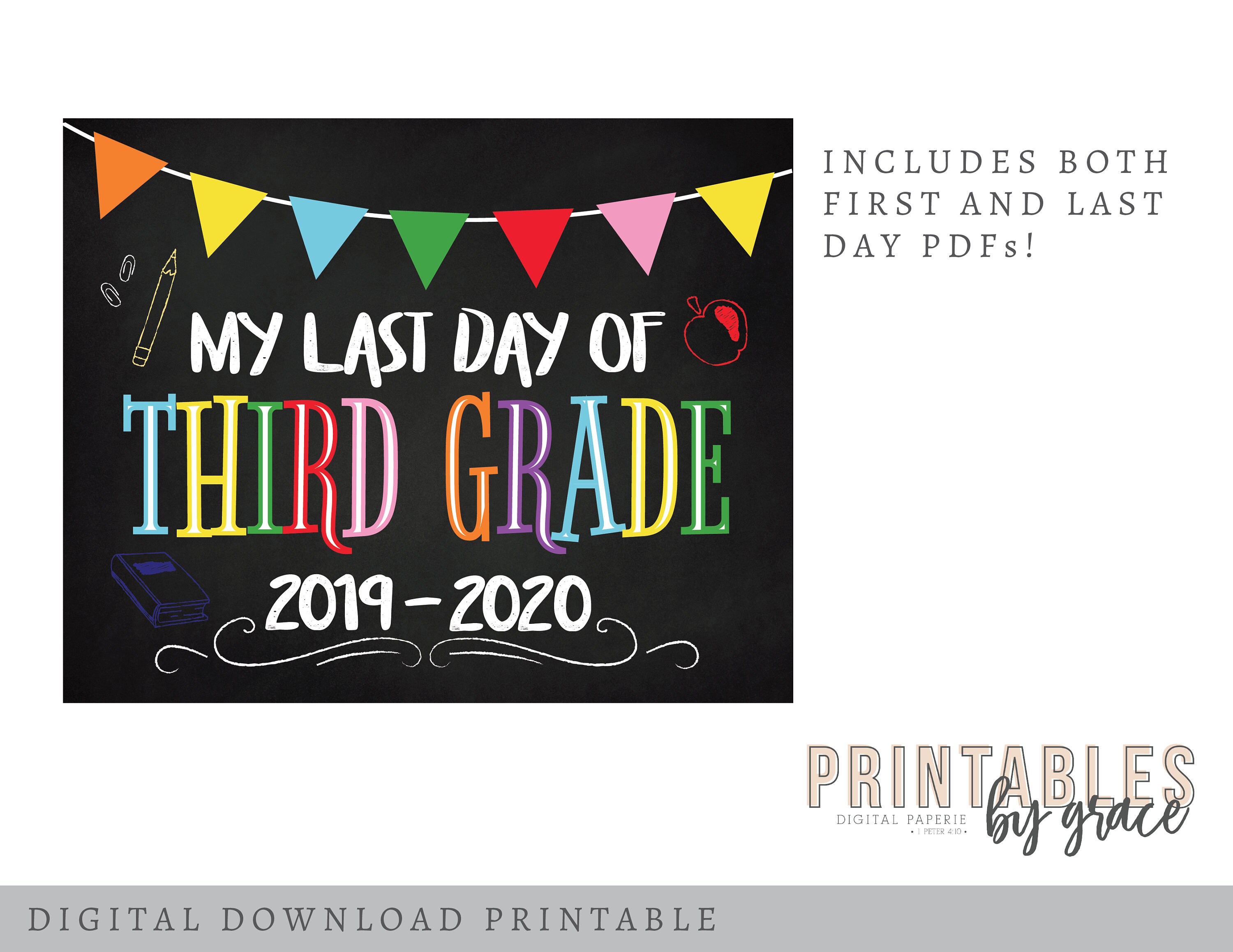 Updated for 2020 2021 DIGITAL PRINTABLE My First and Last Day | Etsy