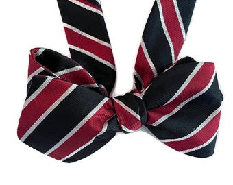Silk Bow Tie for Men - Executive Stripe - One-of-a-Kind - Handtailored - Self-tie or Pre-tied