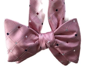 Silk Bow Tie for Men - Pink Perfection - One-of-a-Kind, Self-tie - Free Shipping -