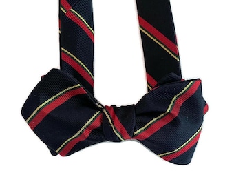 Silk Bow Tie - Classic Stripe- One-of-a-Kind, Handcrafted - Pre-tied or Self-tie -
