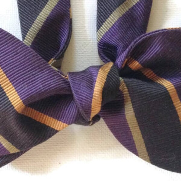 Silk Bow Tie for Men - Lucky Stripe - One-of-a-Kind - Handcrafted, Self-tie - Free Shipping