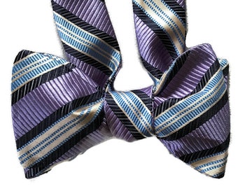 Silk Bow Tie for Men - Regency Stripe - One-of-a-Kind, Self-tie - Free Shipping -