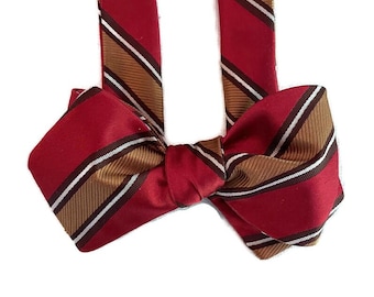 Silk Bowtie for Men -  Red Stripe - One-of-a-Kind - Self-tie or Pre-tied