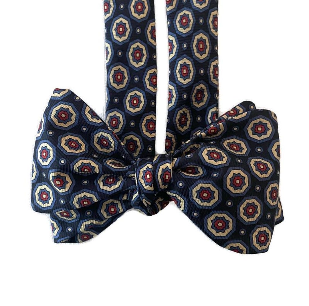 Tie In French Handcrafted Silk Bow Tie - French Country - One-of-a-kind - Pre-tied or ...