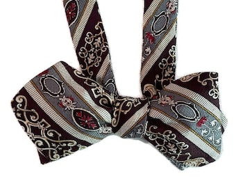 Silk Bow Tie - Ribbon Stripe  - One-of-a-Kind, Self-tie or Pre-tied