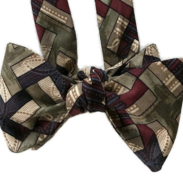 Silk Bow Tie for Men - Hurdy-gurdy - One-of-a-Kind, Self-tie - Free Shipping -