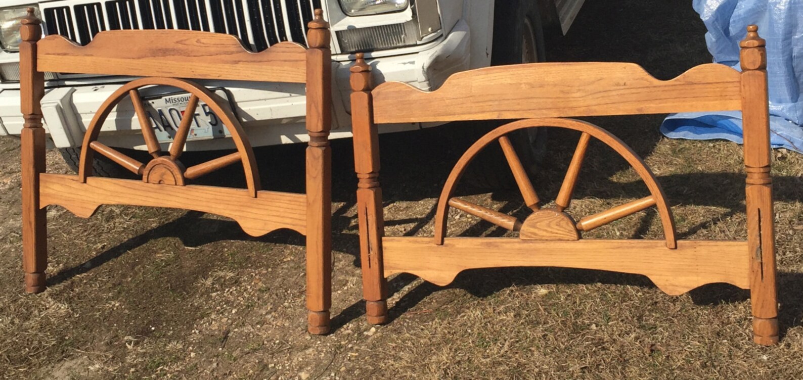 Twin Western Cowboy Wagon Wheel Bed Headboard Footboard Set Etsy