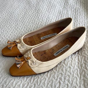 MANOLO BLAHNIK ベージュ 37 Leather sandal Manolo Blahnik Beige size 37.5 EU in Leather