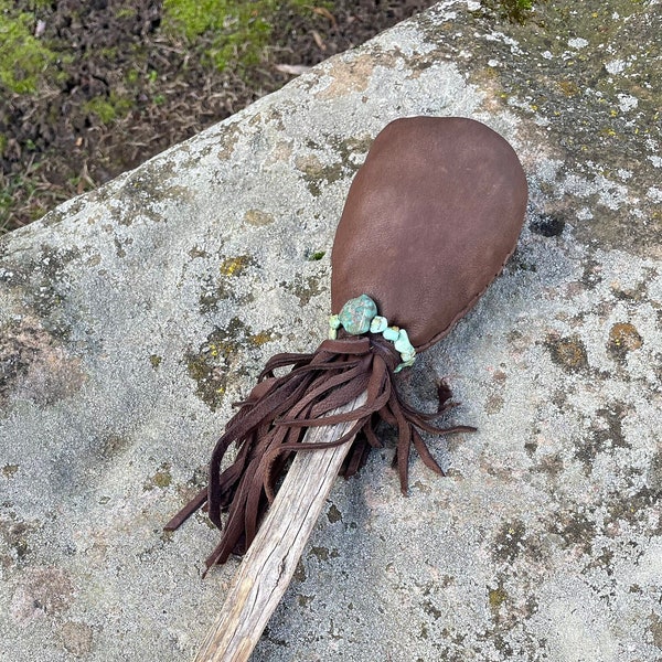 Turquoise Drum Stick, Drum Beater, Shamanic Drumstick, Ceremony Drum Stick, Hand drum drum stick