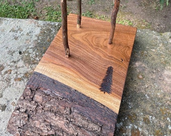 NAF Flötenständer, Native American Flötenständer, Native American Flötenständer, Flötenständer für drei Flöten, Live Edge Holz