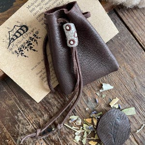 Brown leather Medicine bag, Spirit Medicine bag, spirit bag, leather necklace, leather medicine bag